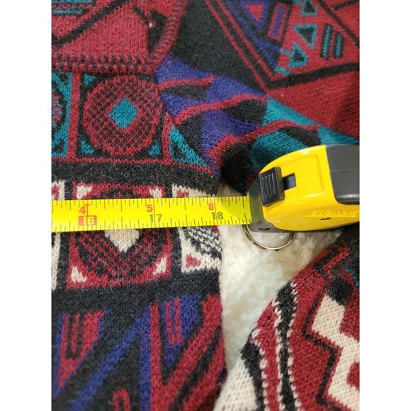 Jos. A. Bank Womens Wool Sweater Cardigan Sz M Southwestern Red Warm Daek - Picture 6 of 9